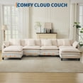 thumbnail image 5 of Modular Sectional Sofa, 3 Seater Corduroy Couch with Ottoman & Throw Pillows, Modern Grey L-Shaped Sofa, Comfy Cloud Deep Seat Couch for Living Rooms, Offices, 5 of 8