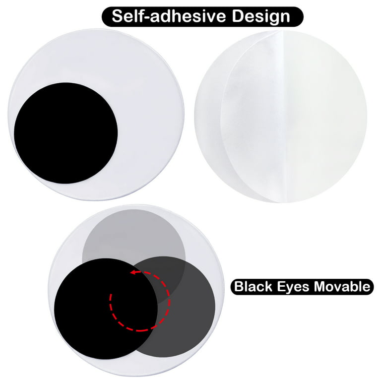 Benvo 2.7 inch Medium Googly Eyes Self Adhesive 7cm Big Wiggle Eyes Large Sticky Eyes for Party Halloween Decor Door Christmas Trees Cleaning Robot VR
