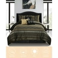 thumbnail image 2 of Lanco Geometric Black and Gold Comforter Set King Size , 7 Piece Jacquard Bedding Set , Ultra-soft, 2 of 7
