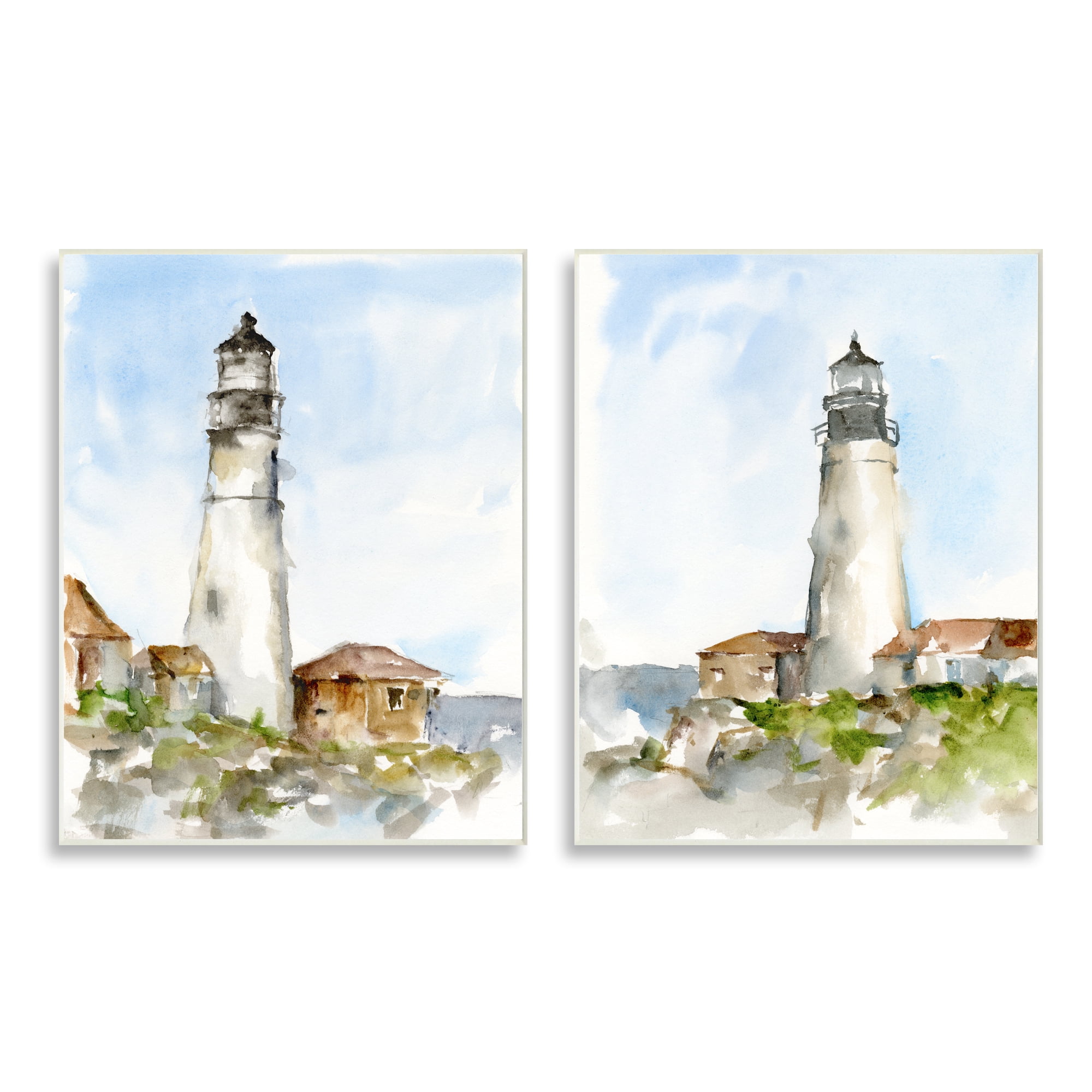 Stupell Industries Coastal Cliffside Lighthouse Study Soft Nautical Wall Plaque, 10 x 15