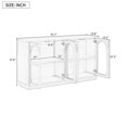 thumbnail image 3 of 4-Door Storage Buffet Cabinet with Arched Glass Doors, Adjustable Shelves and Cable Management, Modern Black Sideboard for Dining Room or Living Room, 3 of 9