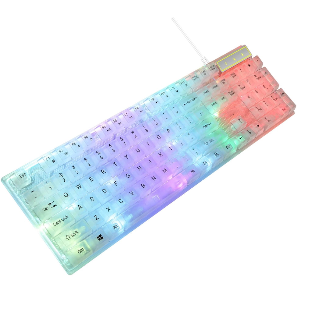 USB Cord 104Key RGBs Backlit Gaming Keyboards Adjustable Lighting Floating Keycaps Water Resistant Dust Proof