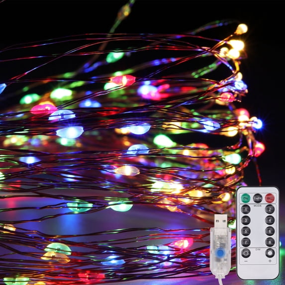 SAYFUT USB String Lights Powered Copper Wire LED Lights Flexible Waterproof Indoor Outdoor Lighting for Garden, Patio, Windows, Trees, Party, 50 Leds Wire Lights 32ft/ 65ft