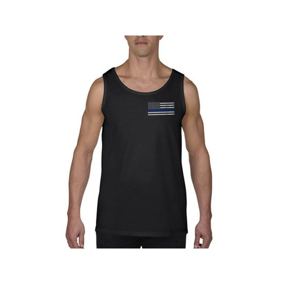 Thin Blue Line Tank - Flag, Black -