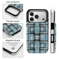 thumbnail image 3 of Abstract Blue Black White Plaid Pattern Leather Wallet Case for iPhone 15 Plus Wallet Case Card Holder Flip, 3 of 8