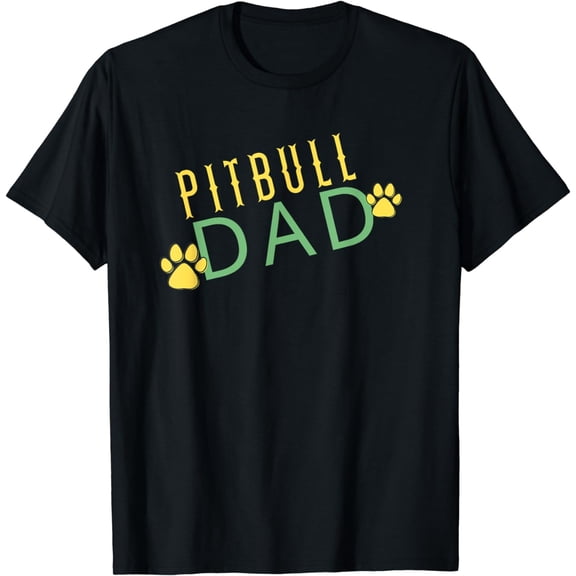 Cool Pitbull Dad Dog Paw Print Gift for Men T-Shirt