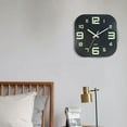 thumbnail image 4 of Reloj de pared moderno de 30 cm, de madera, silencioso, decorativo, con luz nocturna y pilas. Número BlackFounder, 4 of 9