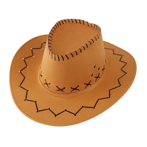 RTKFRFLM Cowboy Hat for Kids, Wide Brim Suede Sun Hat - Toddler Western Rancher Hat for Party & Travel