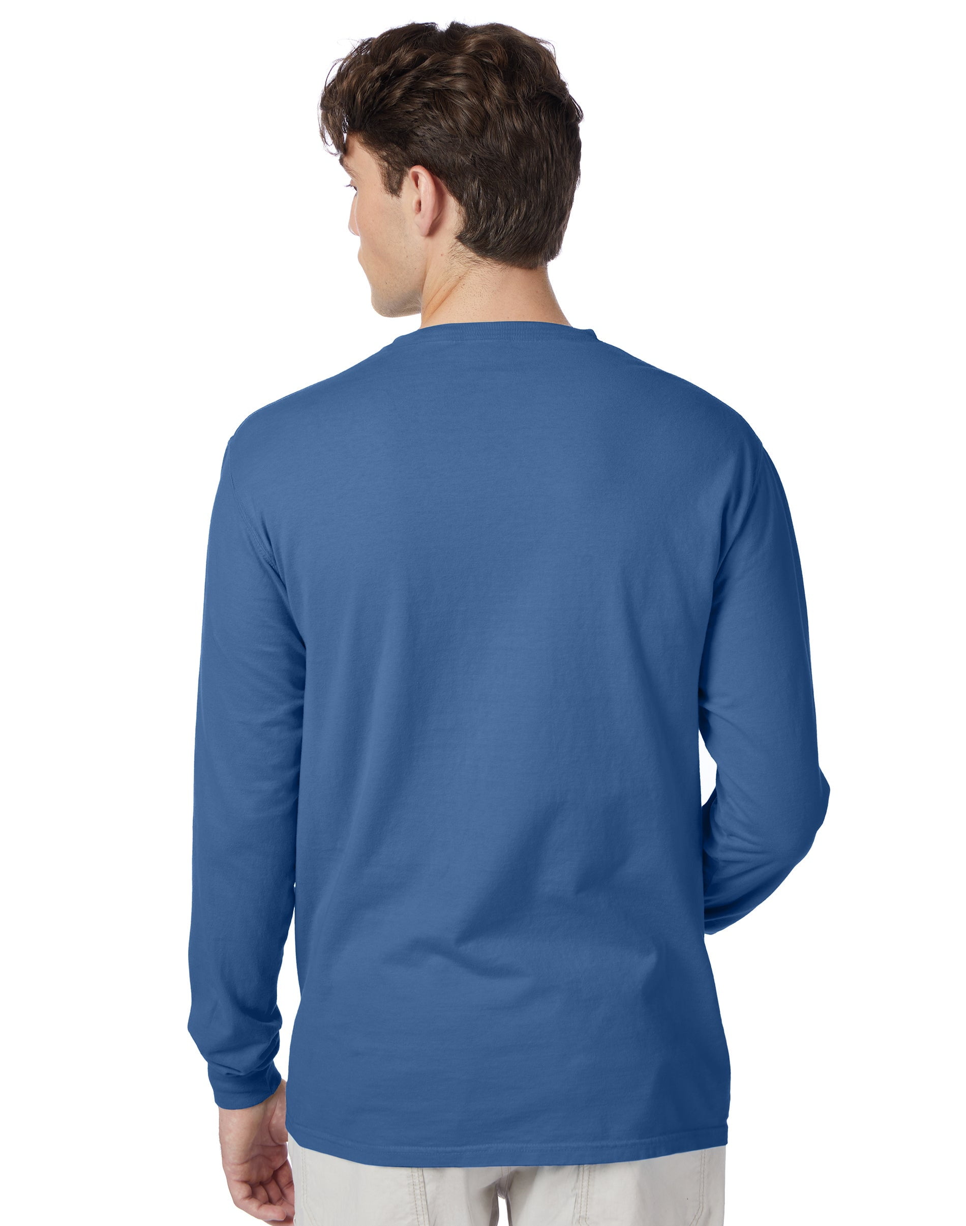 Hanes Beefy-T Unisex Long Sleeve T-Shirt Denim Blue 3XL