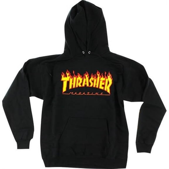 Thrasher Flame Hoody Black Orange Medium