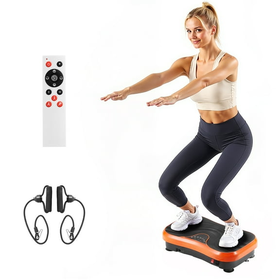 KFFKFF Vibration Plate Exercise Machine Lymphatic Drainage Machine Workout Vibration Platform Full Body Shaker, Weight Loss with 2 Resistance Bands,
