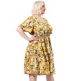 thumbnail image 4 of Women's Plus Size V Neck Floral Print Flare Sleeve Casual Midi Dress Yellow 4X, 4 of 7