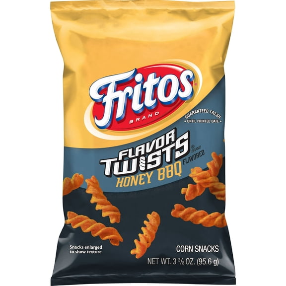 Fritos Flavor Twists Corn Snacks Honey BBQ Flavored, 3.375 oz Bag ( 4 Pack )