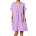 thumbnail image 1 of Robe Mini Babydoll en Gaze de Coton à Manches Courtes Col en V Décontractée pour Femmes, 1 of 7