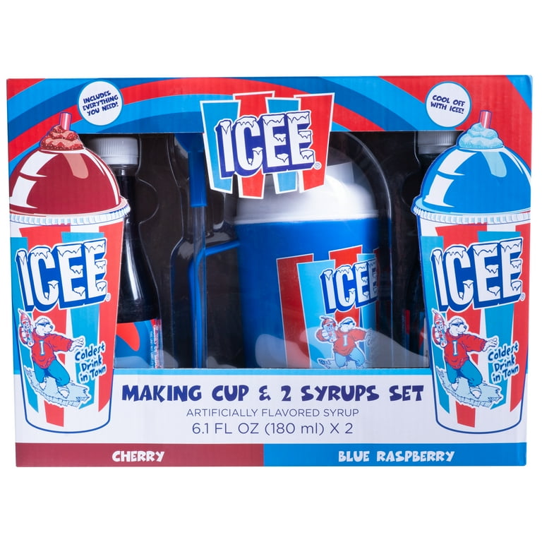 Icee Making Cup & 2 Syrups. Classic Cherry & Blue Raspberry