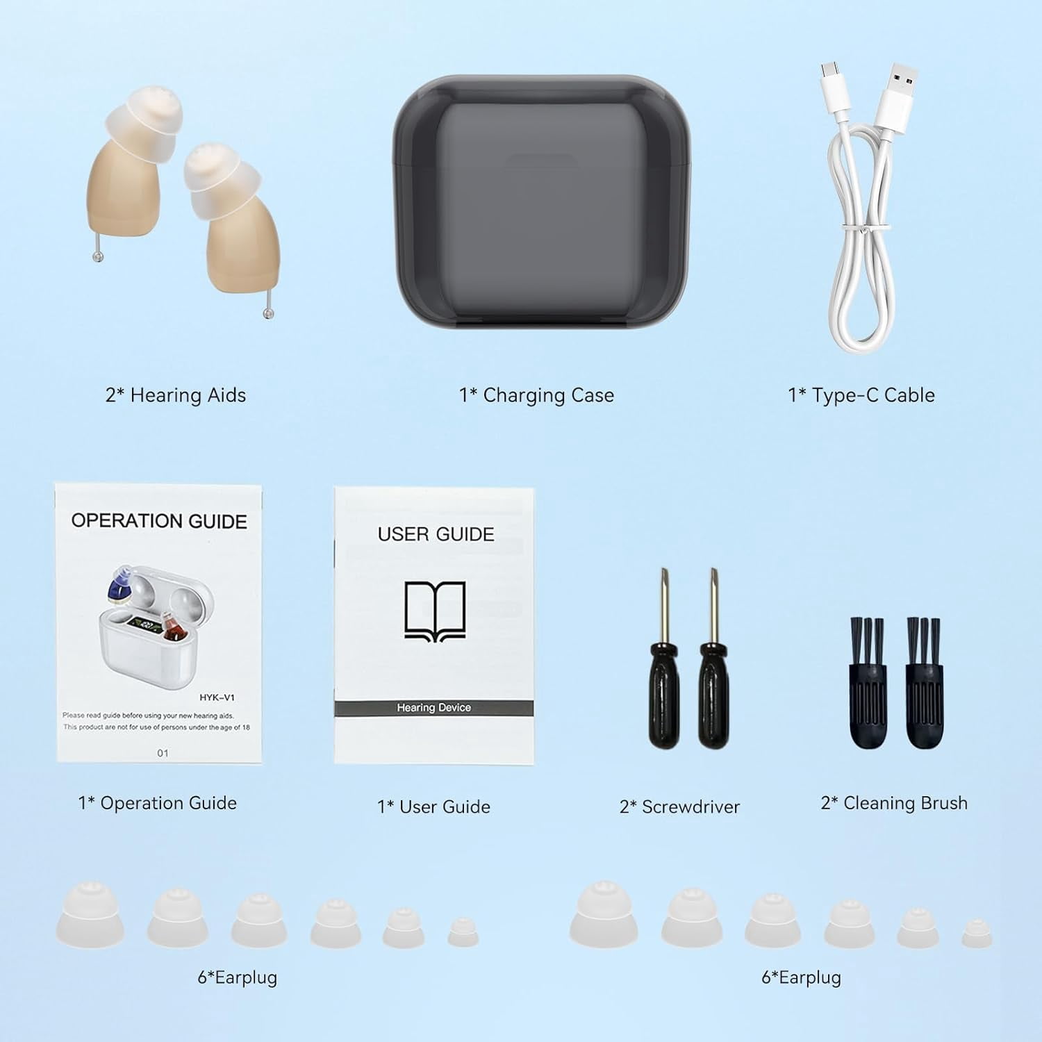 OTC Hearing Aids for Mild to Moderate Hearing Loss, Perfected Ergonomics Completely In-Ear Hearing Aids for Seniors with Long-Lasting Battery, Smart Noise Cancellation