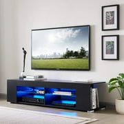 Hommpa LED TV Stand TV Cabinet for TVs up to 65 with Side Bookshelf and 4 Open Shelves Modern Television Media Console Entertainment Center