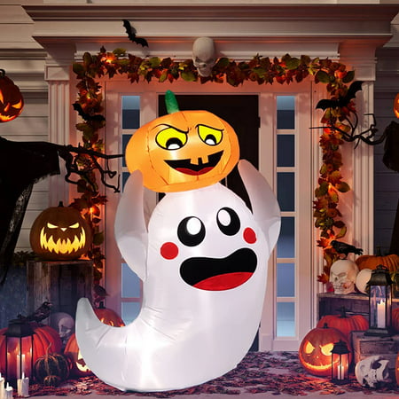 4 Ft Hallloween Inflatable Ghost Lift Pumpkin Blow Up Ghost with ...