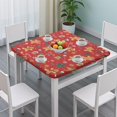 thumbnail image 3 of Red Christmas Gingerbread Man Pattern Square Fitted Tablecloth with Elastic Edge,Square Table Cover,Washable Elastic Table Cover for Home Kitchen Party Decor 34"x34", 3 of 6
