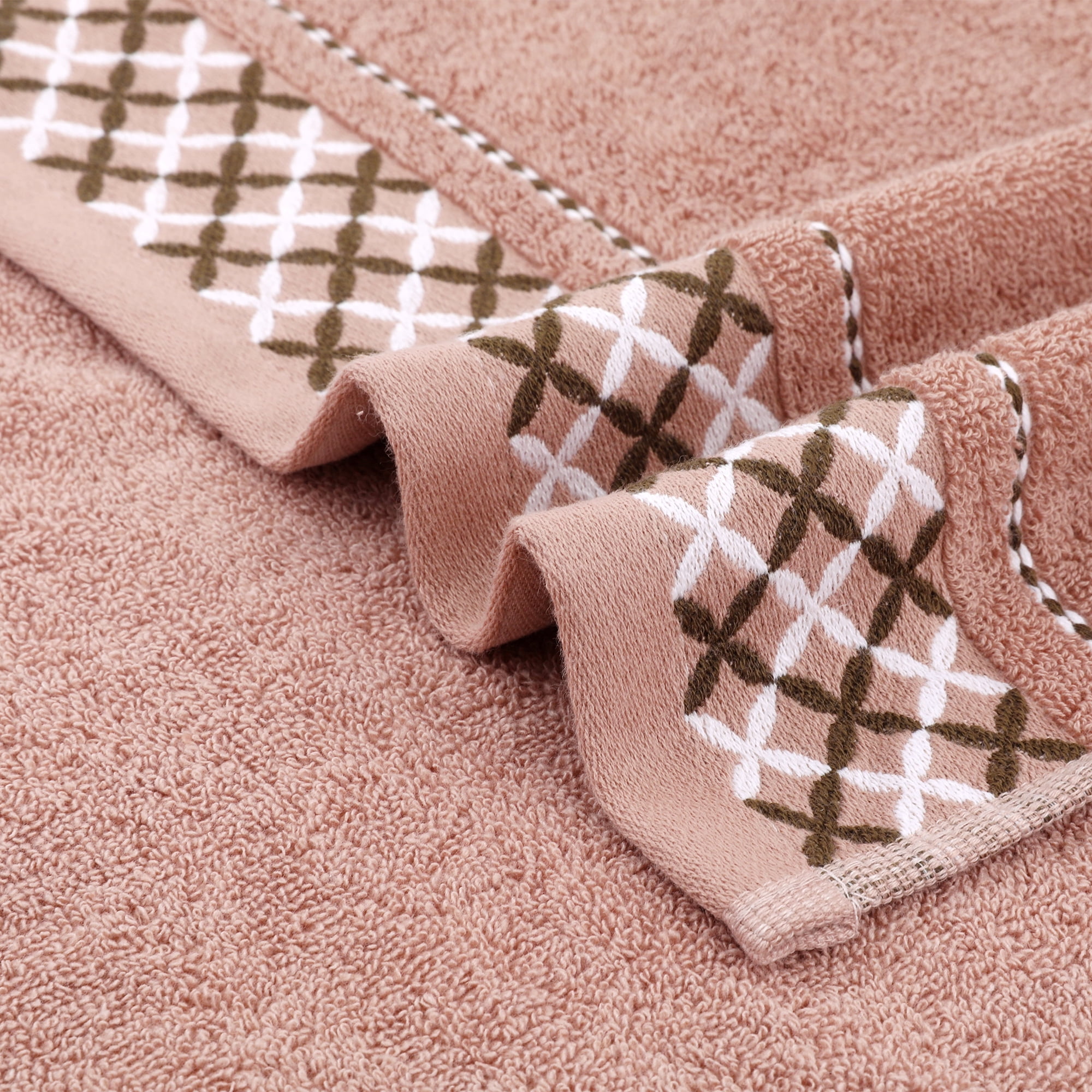 Unique Bargains Cute Pattern Decorative Hand Towel Set Brown 2-Piece