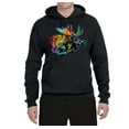 thumbnail image 2 of Wild Bobby, Colorful Rainbow Moose Head Wildlife Animal Lover Unisex Graphic Hoodie Sweatshirt, Black, Small, 2 of 3
