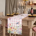 thumbnail image 2 of Wildflowers 60 Inch Table Runner, Spring Watercolor Tulip Floral Leaf Pink Plaid Farmhouse Dresser Scarf Cotton & Linen Tablerunner for Dining/Kitchen Island/Holiday Party Décor 13" x 60", 2 of 9