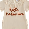 thumbnail image 4 of KPOPLK Baby Girl Romper Infant Fall Winter Clothes Ruffle Sweater Short Sleeve Bodysuit Jumpsuit and Headband for 0-18 Months Size 0-3 Months,Beige, 4 of 4