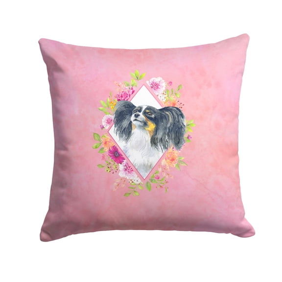 Carolines Treasures CK4165PW1414 Papillon Pink Flowers Fabric Decorative Pillow 14Hx14W multicolor