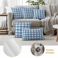 thumbnail image 6 of Blue White Plaid Outdoor Waterproof Pillow Covers, Gradient Geometric Buffalo Checkered Decorative Square Throw Pillowcase Sofa Cushion Sham for Patio/Couch/Chair, 16"x16" 2 Pack, 6 of 8