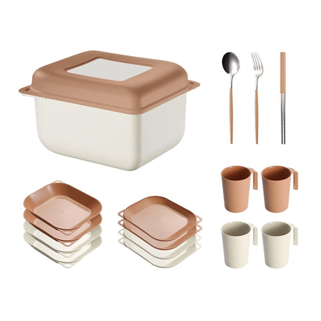 Dinnerware Sets Outdoor Tableware Set Adults Lightweight Portable Travel Camping C