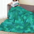 thumbnail image 4 of Green Pixel Honeycomb Pattern Throw Blanket, Super Soft Anti-Pilling Flannel Bed Blankets, 50"x40", 4 of 8
