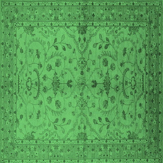 Ahgly Company Indoor Square Oriental Emerald Green Industrial Area Rugs, 5' Square