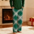 thumbnail image 2 of Plaid Pajama Pants for Men with Pockets Christmas Pajamas Elastic Waist Lounge Sleep Pj Bottoms Straight Fit, 2XL Green #I, 2 of 7