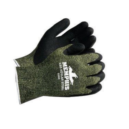 Dipped Nylon Gloves Memphis Gloves Small KS-5 13 Gauge Cut Resistant Green Dupont Kevlar Nylon Steel Black Latex Dipped Palm And Finger Coated Work Gloves With Knit Wrist ()