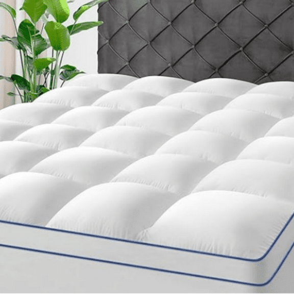 Full Mattress Topper,Extra Thick Mattress Pad Cover for Deep Sleep,3D 7D Snow Down Alternative Fill Overfilled Plush Pillow Top with 8-23 Inch Deep Pocket-White
