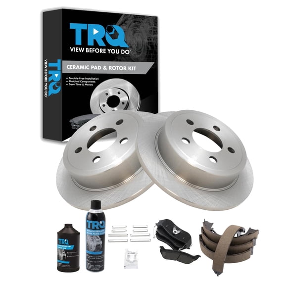 TRQ Rear Brake Pad & Rotor Kit BKA34922 Fits Select 2003-2007 Jeep Liberty , 2003-2006 Jeep Wrangler