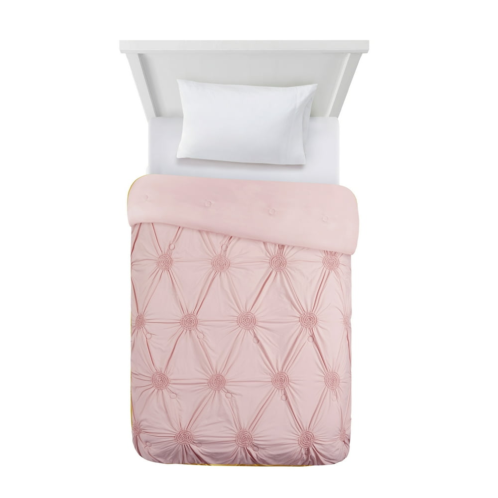 Mainstays Elastic Ruching Comforter in a Bag BlushTwin/Twin XL, Pink