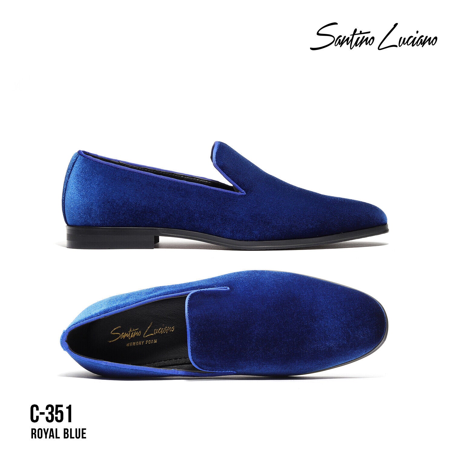 Mens Santino Luciano Shoes Soft Velvet Slip on Loafer Formal C351 Royal