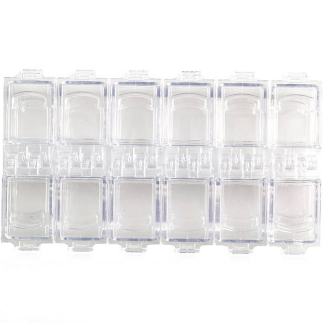 keepw 12 Grid Nail Art Clear Empty Plastic Storage Case Bead Earring Jewelry Box Container Manicure kit Holder transparent