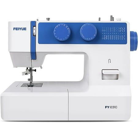 FEIYUE FYe310 Domestic Sewing Machine with Foot Pedal, Controllable Speed, Stabilized Stitch, 105 Stitch Applications, Powerful Servo Motor (Blue)