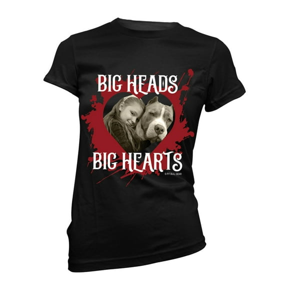 Pit Bull Big Heads Big Hearts Womens' Fitted Shirt Gift Pitbull Accessories