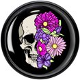 thumbnail image 3 of Body Candy 1/2 Floral Flowers Skull Black Acrylic Saddle Plug Set of 2pc, 3 of 4