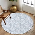 thumbnail image 3 of Haze Blue Boho Round Area Rug 5 FT, Non Slip Bedroom Rugs, Neutral Middle Century Turkish Pattern Washable Soft Circular Carpet Non-Shedding Floor Mat for Kitchen Dining Room Foyer Balcony Dorm, 3 of 8