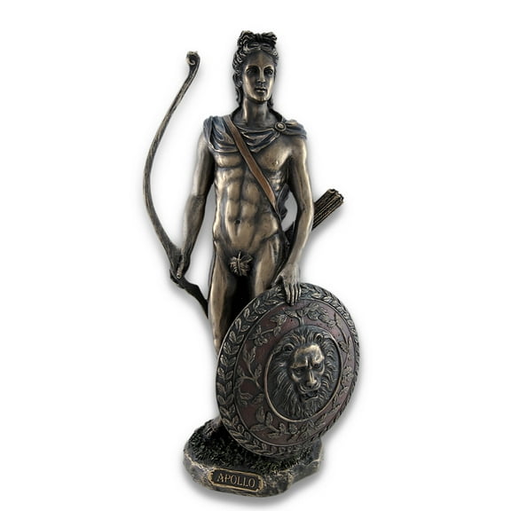 Veronese Design Roman/Greek God Apollo with Shield and Bow Bronzed Statue