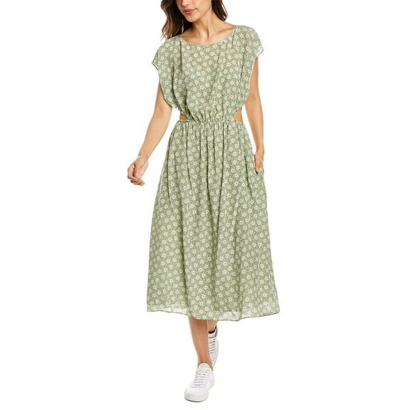 Rebecca Taylor womens  Cutout Silk-Blend Midi Dress, XL, Green