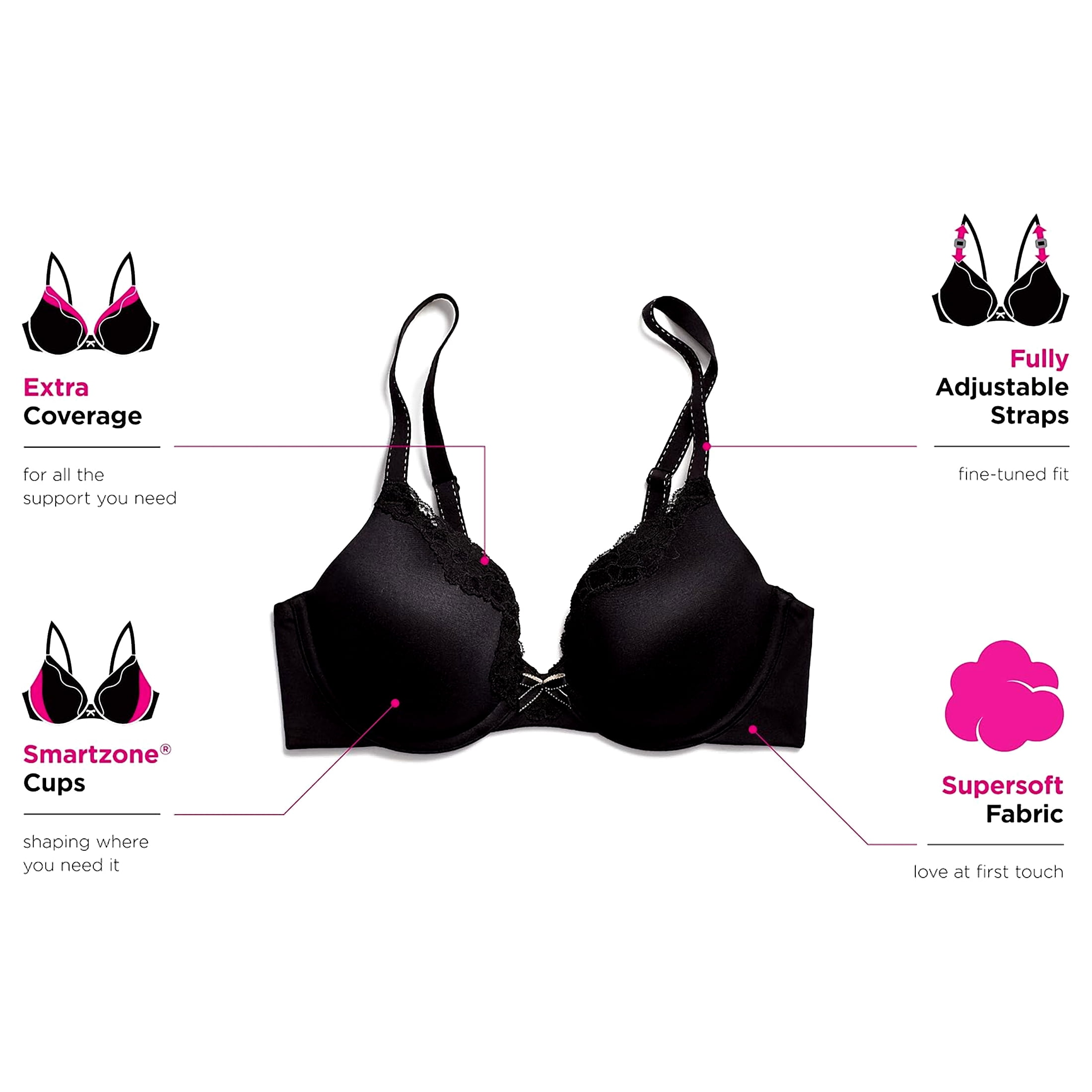 Women's Maidenform 09404 Comfort Devotion Embellished Extra Coverage Bra (Moving Texture Gloss 36B)