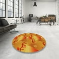 thumbnail image 4 of Ahgly Company Machine Washable Indoor Round Transitional Orange Red Orange Area Rugs, 8' Round, 4 of 7