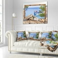 thumbnail image 3 of Designart Framed Effect Boat in Ocean - Seashore Throw Pillow - 16x16, 3 of 5