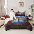 thumbnail image 4 of Homewish Vintage Colorful Glass Queen Comforter Set,Multicolor Tree Of Life Bedding Sets,Modern Artistic Bedding Comforter Set For Adults,Ultra Soft Home Decor Reversible,3 Pieces, 4 of 8