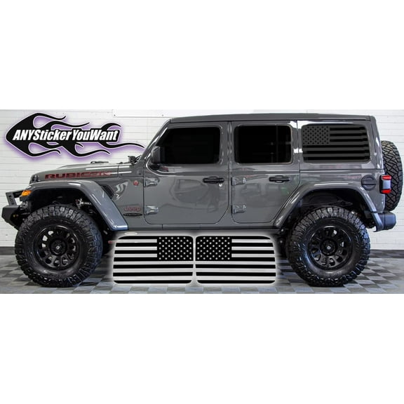 AnyStickerYouWant - American Flag Window Decals Precut | Free Tool | Both Sides | Compatible with and Fits Jeep Wrangler JL 2018-2021 (4 Door)